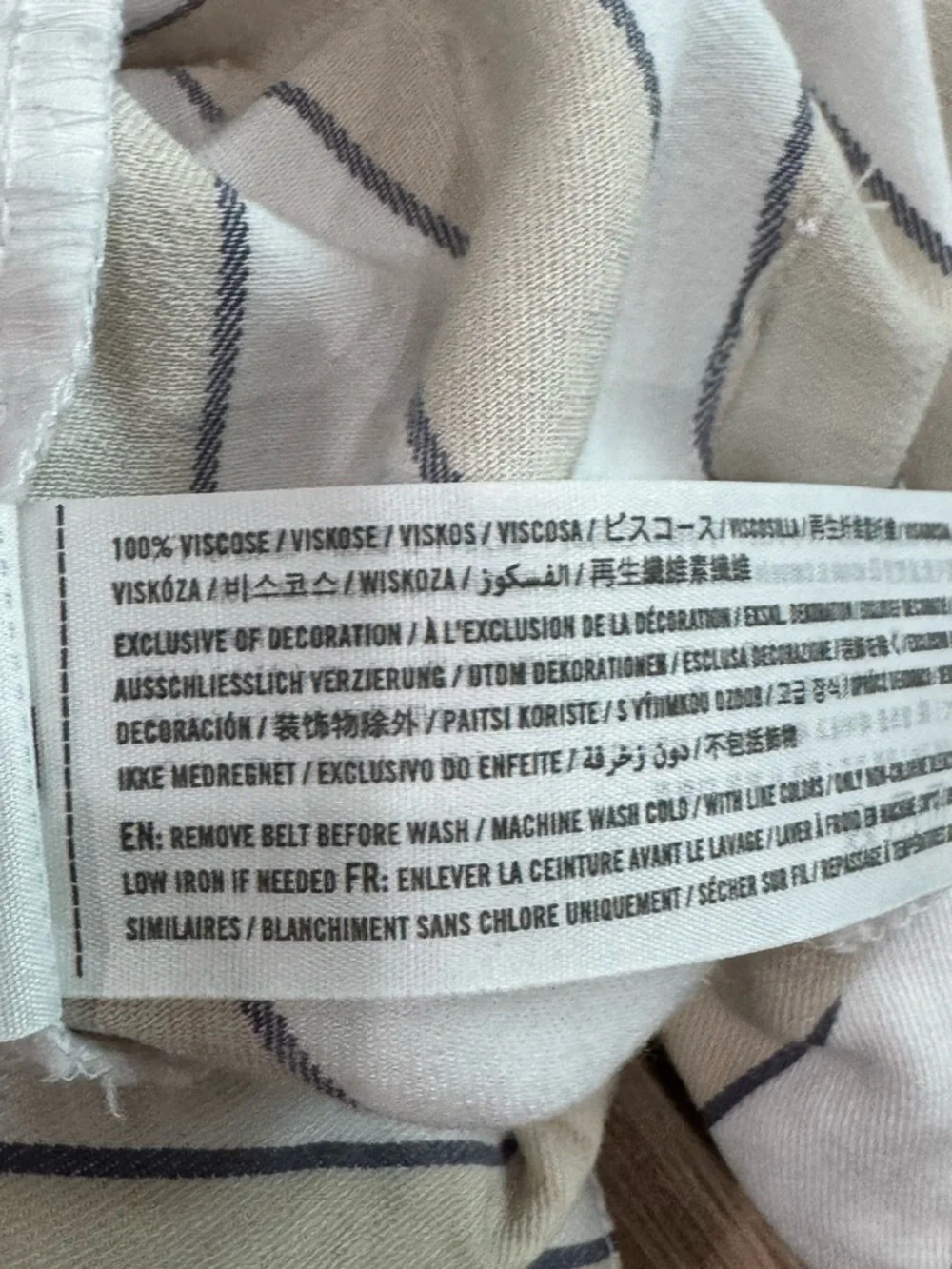 Abercrombie & Fitch Cream Wide-Leg Striped Button-Front Pants - Picture 4 of 8